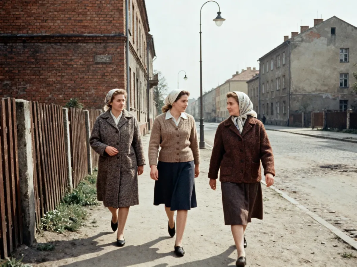 Codzienna moda kobiet na polskiej ulicy w latach 50.